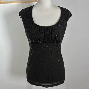 Y2K Ann Taylor Sequined Milkmaid Top